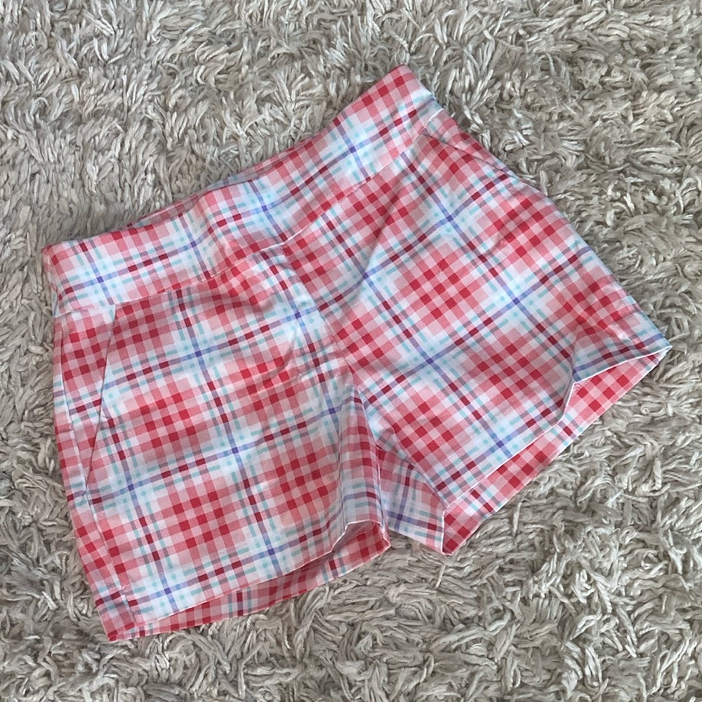 Plaid Red and White Women's Shorts